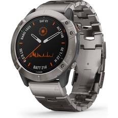 Li-Ion Sport Watches Garmin Fenix 6X Pro Solar Titanium with Titanium Bracelet