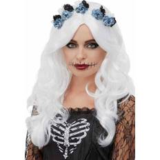 Världen runt Maskerad Långa peruker Smiffys Day of the Dead Wig White