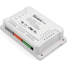 Sonoff Prises Télécommandées Sonoff Commutateur wifi distant R2 4ch-r2 Rail din 4 sorties indépendantes, avec minuterie et contrôle de la consommation 16A 3500w (total)