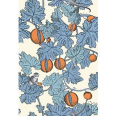 Cole & Son Frutto Proibito Wallpaper Fornasetti Collection Roll Cerulean and Orange 114/1003