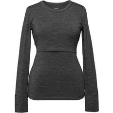 Merino Wool Nursing Top Dark Grey Melange