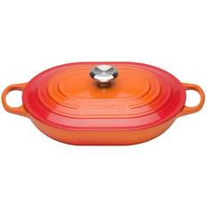 Le Creuset Volcanic Signature Cast Iron Oblong med lock 3.4 L