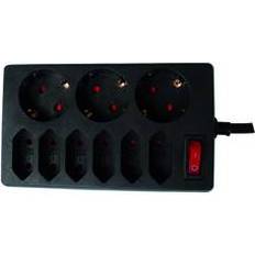 9 Regletas de Enchufes REV Socket Line 9-fold 1,4 M With Switch Black