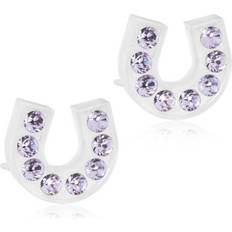 Blomdahl Brilliance Horseshoe Earrings - White/Violet
