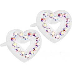 Blomdahl Øreringe Blomdahl Brilliance Heart Hollow Earrings - White/Rainbow