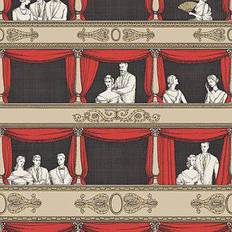 Cole & Son Fornasetti Tapete Teatro von and Linen and Rouge rot