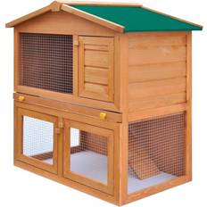 vidaXL Clapier d'extérieur Enclos Pour Petits Animaux 3 Portes Bois - Marron