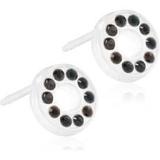 Blomdahl Brilliance Puck Hollow Earrings - White/Black
