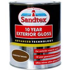 Sandtex 10 Year Exterior Gloss Wood Paint, Metal Paint Brown 0.75L