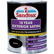 Black exterior paint Sandtex 10 Year Exterior Satin Wood Paint, Metal Paint Black 0.75L