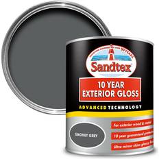 Sandtex Grey - Outdoor Use Paint Sandtex 10 Year Exterior Gloss Metal Paint, Wood Paint Smokey Grey 0.75L