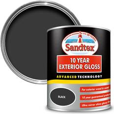 Sandtex 10 Year Exterior Gloss Wood Paint, Metal Paint Black 0.75L