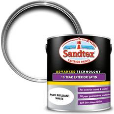 Sandtex White - Wood Paints Sandtex 10 Year Exterior Satin Metal Paint, Wood Paint Brilliant White 2.5L