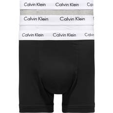 Elastane/Lycra/Spandex - Men Men's Underwear Calvin Klein Cotton Stretch Trunks 3-pack - Black/White/Grey Heather