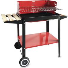 Algon Roues De Barbecue Au Charbon De Bois Noir Rouge 58 x 38 x 72 cm