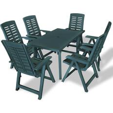 Bleu Ensembles repas de patio vidaXL 275080 Ensemble repas de patio, 1 Table incluse 6 Chaises