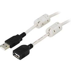 Kablar Deltaco Ferrit USB A - USB A M-F 2.0 1m