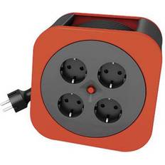 Carretes de cable REV 0010012600 base múltiple 10 m 4 salidas AC Interior Negro, Rojo