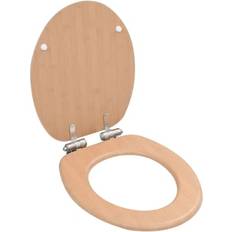 Beige Toiletbrillen vidaXL Bamboe Toiletbril MDF Soft-Close Deksel