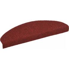 21.0 cm Tapis d'escalier vidaXL Tapis d'escalier Auto-adhésif Poinçon Aiguilleté 15 pcs Rouge Rouge cm