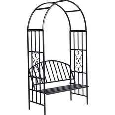 Steel Trellises vidaXL Rose Arch with Bench 22.4x82.7"