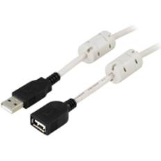Deltaco Ferrit USB A - USB A M-F 2.0 2m