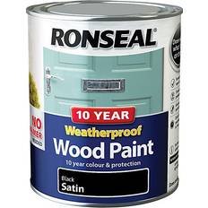 Ronseal Paint Ronseal 10 Year Weatherproof Wood Paint Black 0.75L