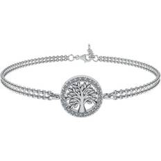Smykkekæden Tree of Life Silver Bracelet - Silver/Transparent