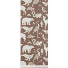 Ferm Living Tapetti Katie Scott Animals, ruskea