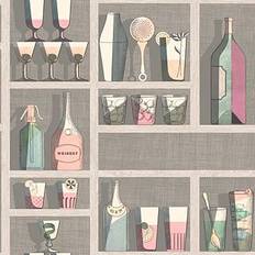 Cole & Son Fornasetti Tapete Cocktails von and Pastel grau