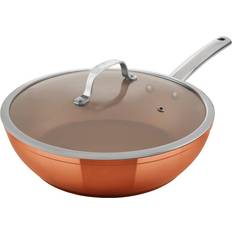 Glass Saute Pans Tower Copper Forged with lid 28 cm