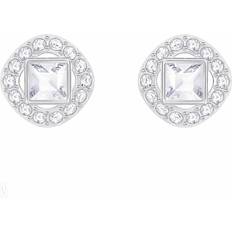 Swarovski Sølv Øreringe Swarovski Angelic Square Earrings - Silver/White