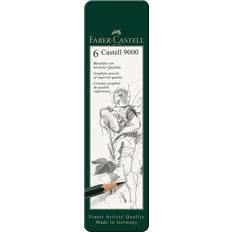 Green Graphite Pencils Faber-Castell 9000 Graphite Pencils Tin of 6