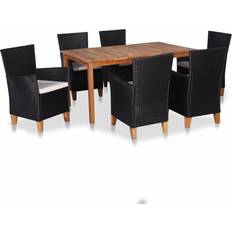 Noir Ensembles repas de patio vidaXL 44101 Ensemble repas de patio, 1 Table incluse 6 Chaises