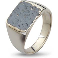 Herre ringe ByBirdie Cushion Hammered Ring - Silver