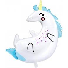 Gul Dyre- & Figurballoner Amscan Foil Ballon Unicorn White