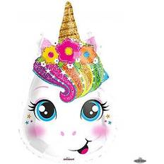 Blomstrede Dyre- & Figurballoner Foil Ballon Unicorn Face