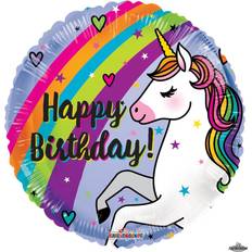 Multifarvet Tekst- & Temaballoner Foil Ballon Happy Birthday Unicorn & Rainbow