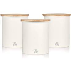 Bamboo Kitchen Accessories Swan Nordic White Kitchen Container 3pcs 1.84L