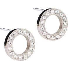 Blomdahl Brilliance Puck Hollow Earrings 10mm - Silver/Transparent