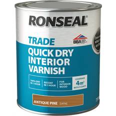 Ronseal Brown Paint Ronseal Quick Dry Interior Varnish Wood Protection Antique Pine 0.75L