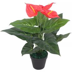 Röda Konstgjorda växter vidaXL Artificial Anthurium Plant with Pot Konstgjord växt