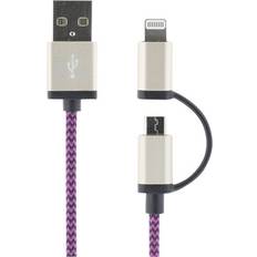 Kablar Deltaco USB A - USB Micro-B 2.0 + Lightning Adapter 1m