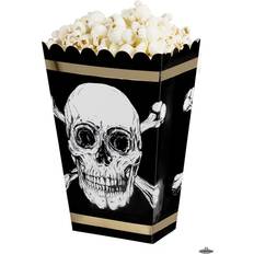 Halloween Popcorn Dozen Boland 4x Popcornbakjes/snoepbakjes piraat/doodshoofd thema22 cm