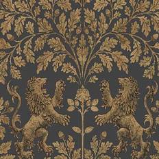 Papeles pintados Cole & Son Boscobel Oak Wallpaper Pearwood Collection Metallic Antique Gold on Black 116/10036 Roll