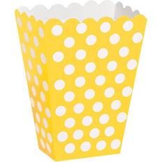 Unique Party Popcorn Box Yellow/White 8-pack