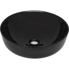 vidaXL Lavabo Redondo De Cerámica Negro 41.5x13.5 cm