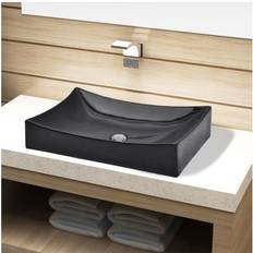 vidaXL Lavabo De Cerámica Rectangular Color Negro