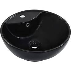 Lavabos de salle de bain vidaXL Lavabo Avec Trop-Plein 46.5 x 18 cm Céramique Noir