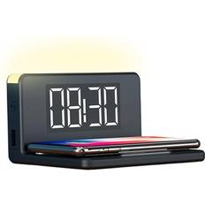 Despertadores Reloj Despertador Con Cargador Inalámbrico Qi Negro